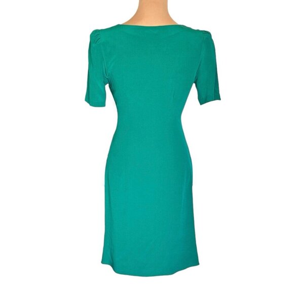 NWT Rebecca Minkoff Silk Dress Sz.4 Kelly Green V-Neck Feminine Coquette Glam - Picture 3 of 11
